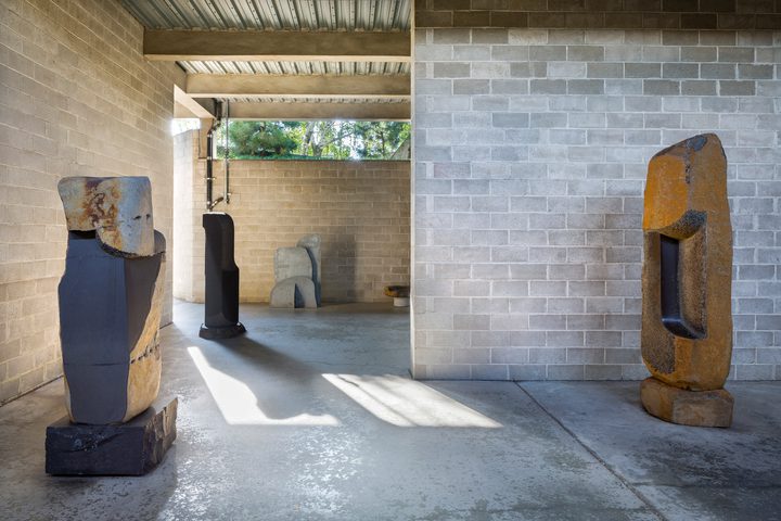 Isamu Noguchi — Area 1, The Noguchi Museum (left to right: Breakthrough Capestrano, Shiva Pentagonal, Cloud Mountain, Garden Seat and Deepening Knowledge)